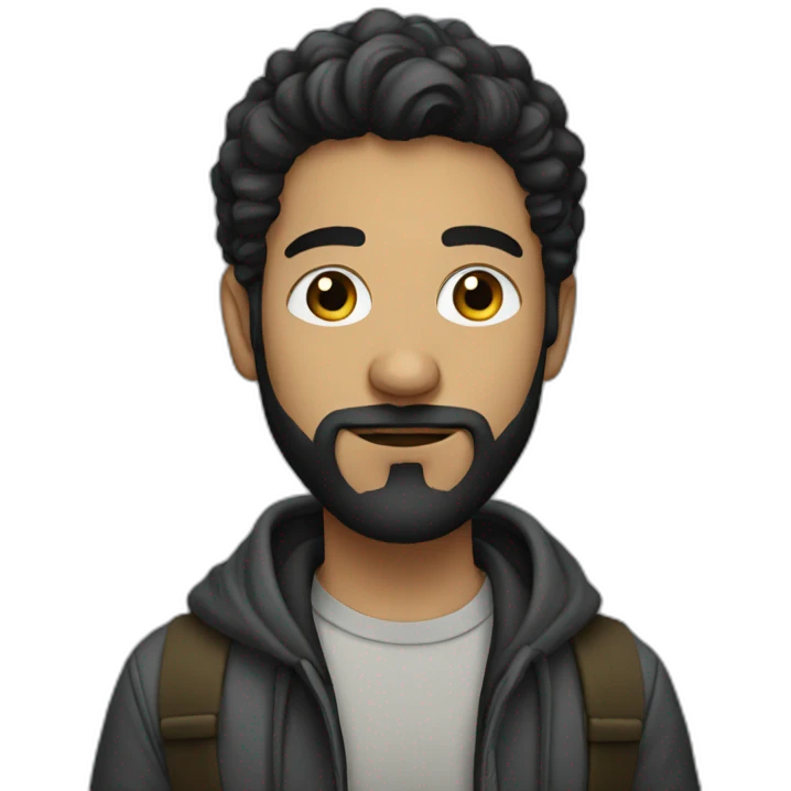 young white artist with black beard with baggy clothes emoji