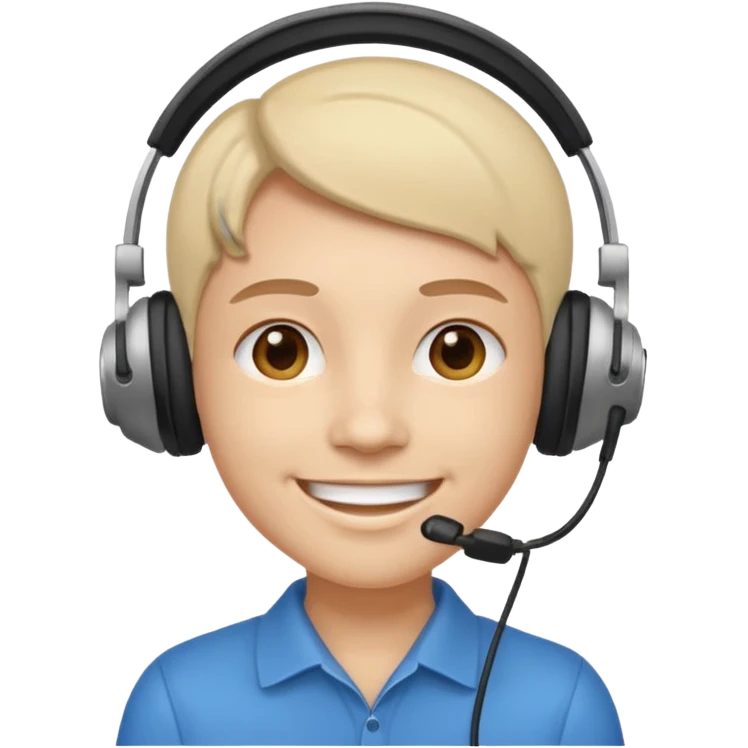 سمايل يضع سماعات التواصل مع الزبائن على رائسه emoji