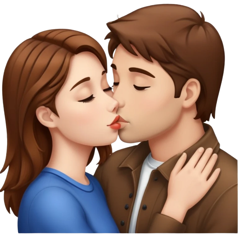 Brown hair girl Kissing guy emoji