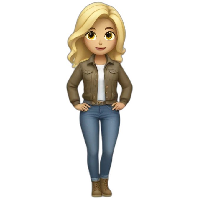 Blonde casual girl with jacket tied around waist emoji
