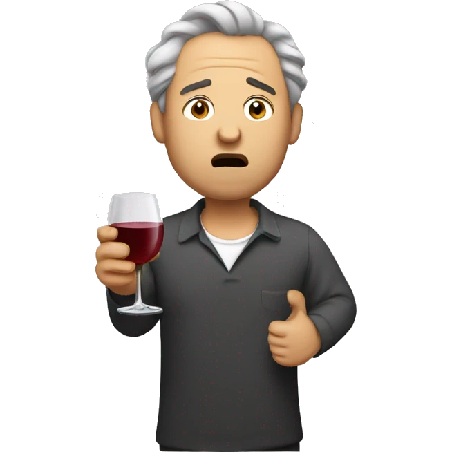 Drunk Man drinking wine eating egg roll emoji