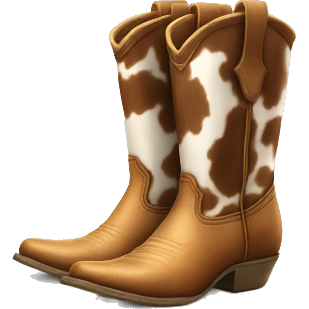 Realistic pair of isolated cow print pattern cowgirl boots. emoji