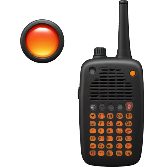 black walkie talkie with red-orange button on side emoji