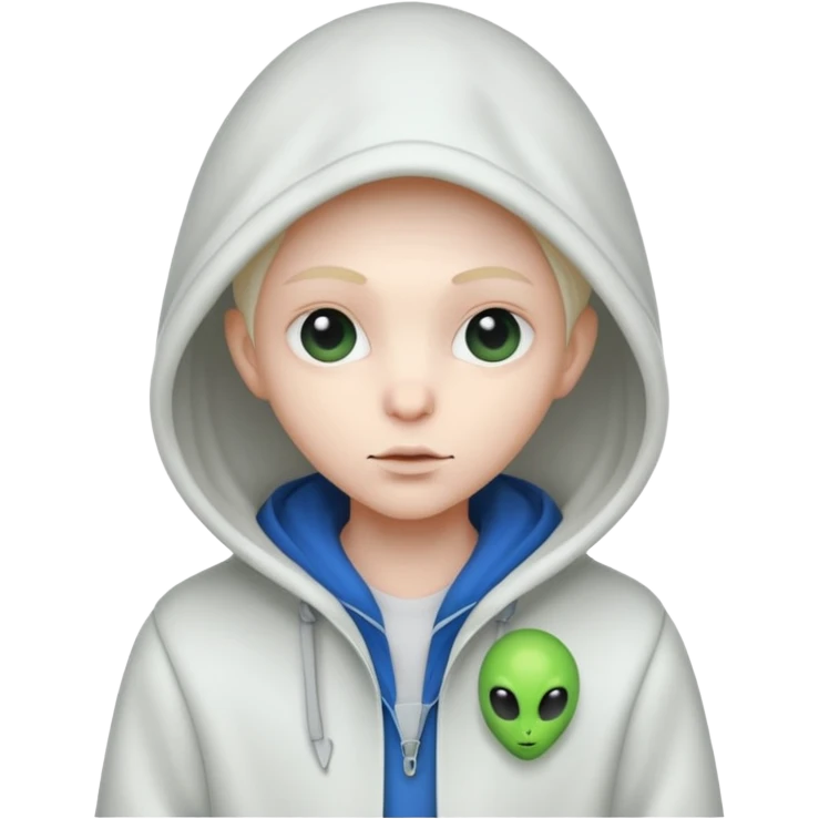 alien, super White Coat with Hoodie  emoji