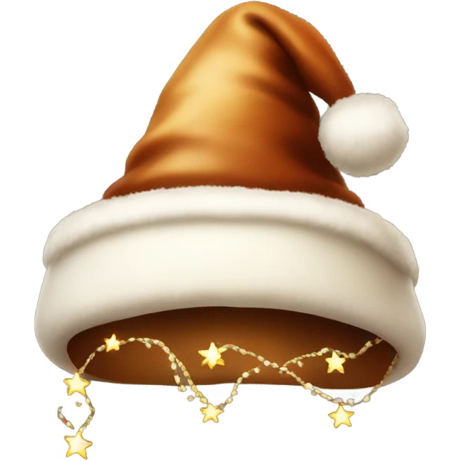 brown santa claus hat with shimmering garland emoji