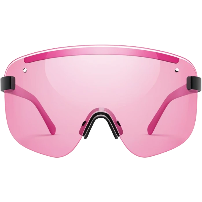 pink tinted shield visor glasses, frameless Y2K style, one continuous lens, minimalist design emoji