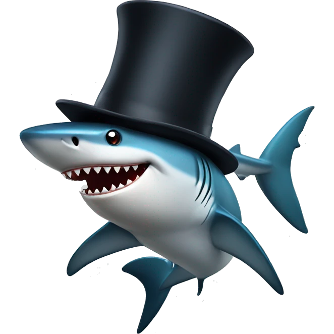 Shark with a top hat emoji