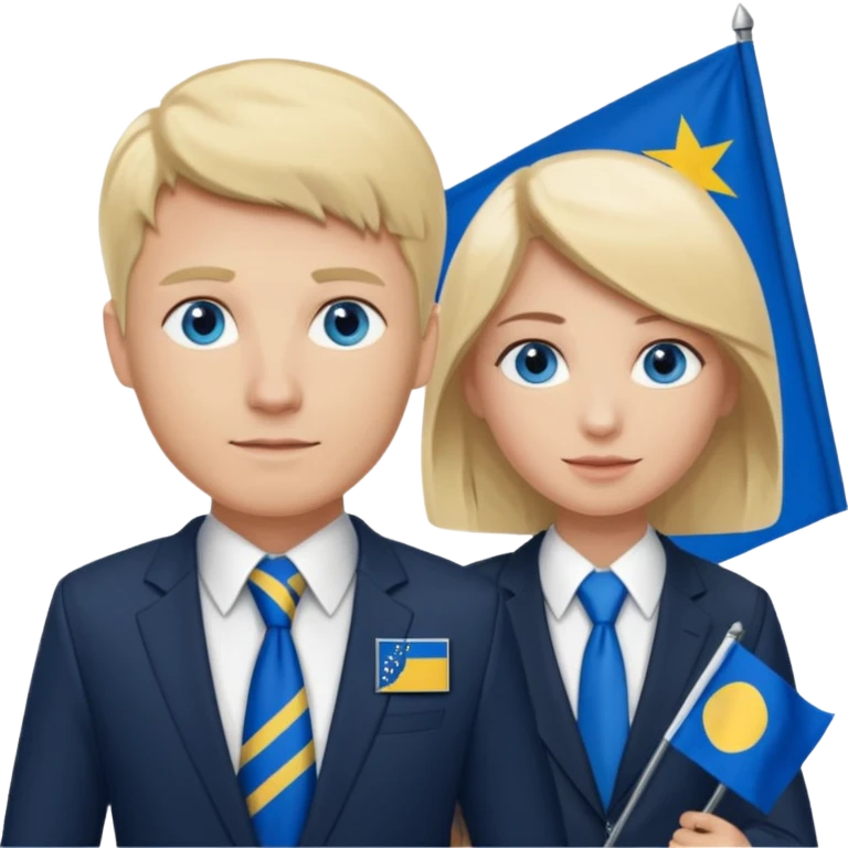 Create a man with bosnia flagg in his hand with blue eyes blond here with agatha emoji