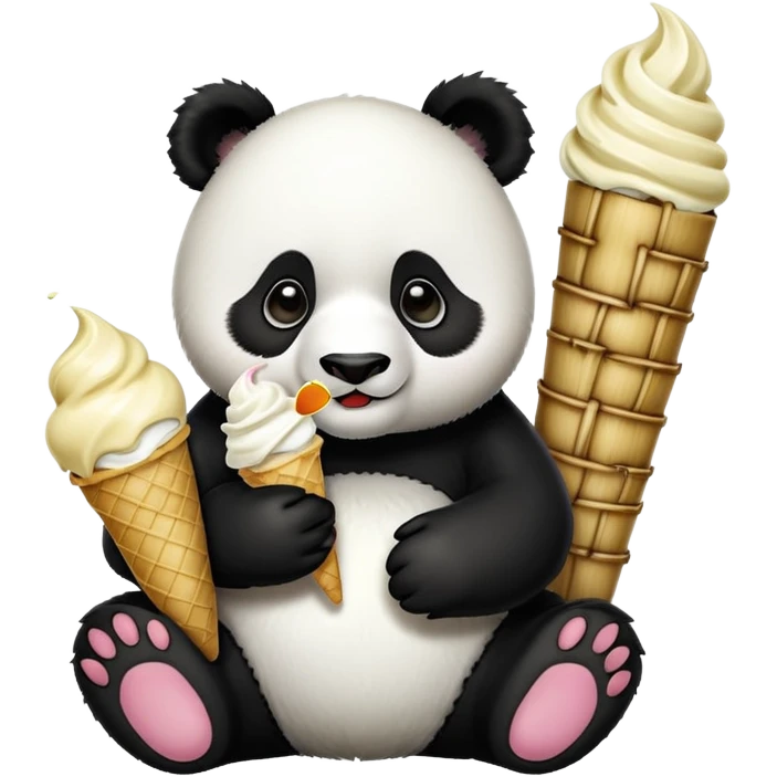 Panda eating ice cream emoji