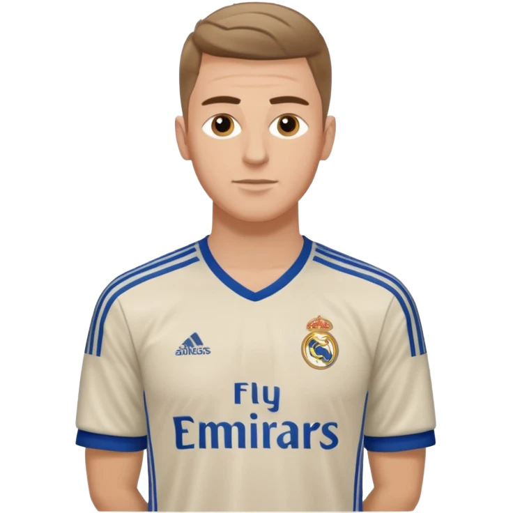 White male wearing Adidas Real Madrid jersey emoji