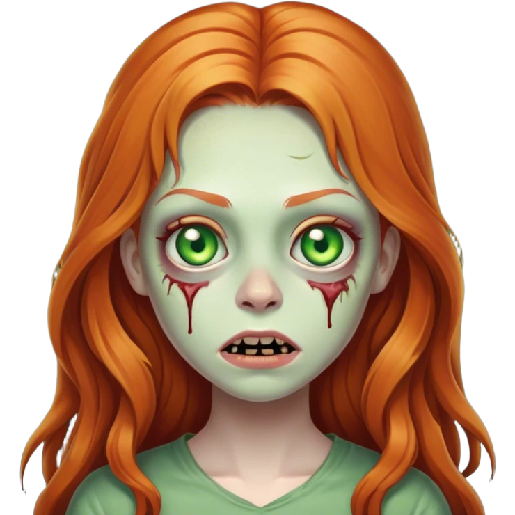A female ginger zoombie with green eyes and long hair  emoji