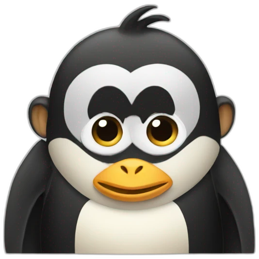 Half monkey half penguin emoji