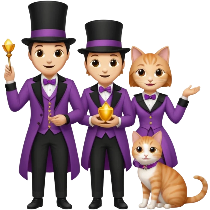 magician couple and their pet cat emoji
