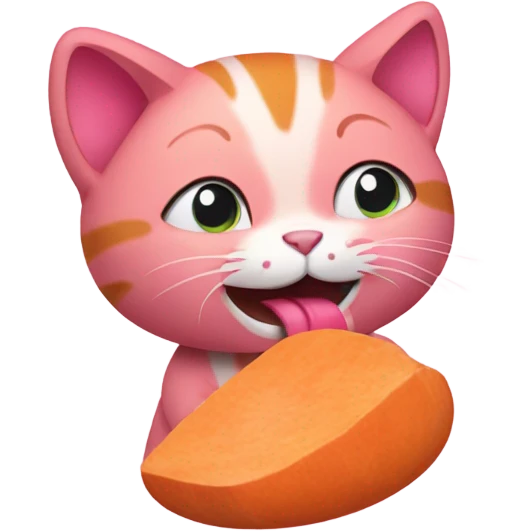 pink cat eating a yam emoji