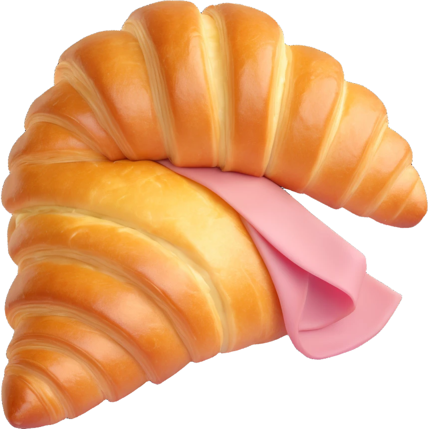 appetizing croissant with ham and cheese, stylized, no text emoji