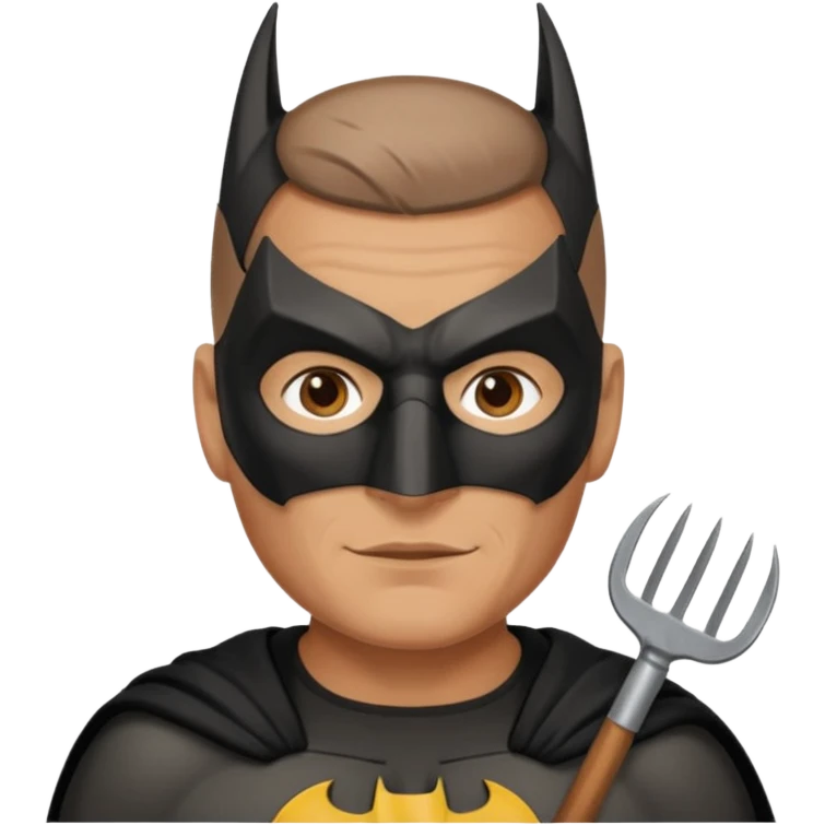 gardener with tanned skind and batman mask brown eyes and buzzcut emoji