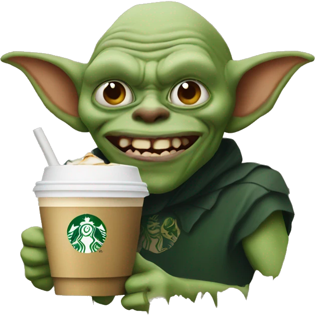 ugly goblin with starbucks drink  emoji