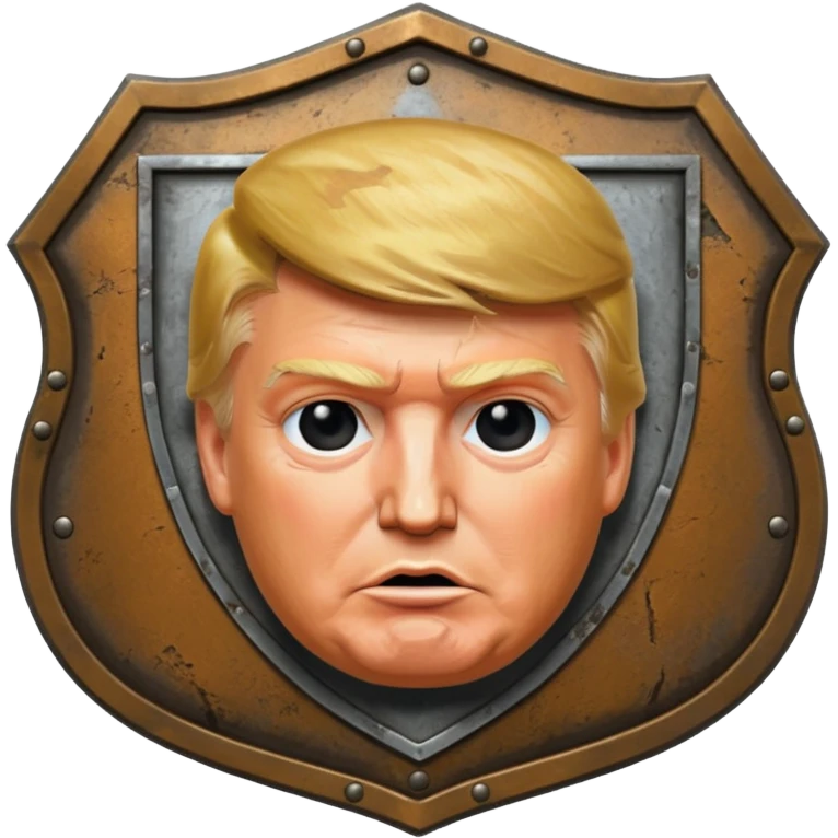 a shield with Donald Trump's face emoji