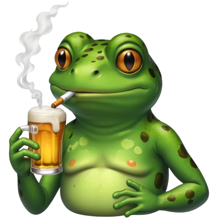 Frog with cigarette and beer  emoji