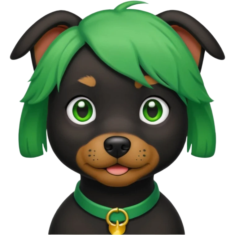 green haired black dog  emoji