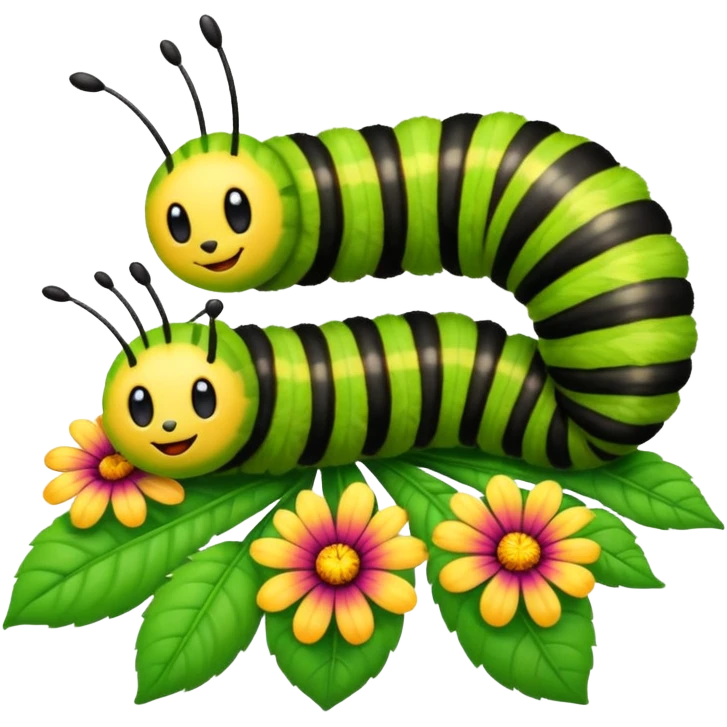 
caterpillar on flower emoji