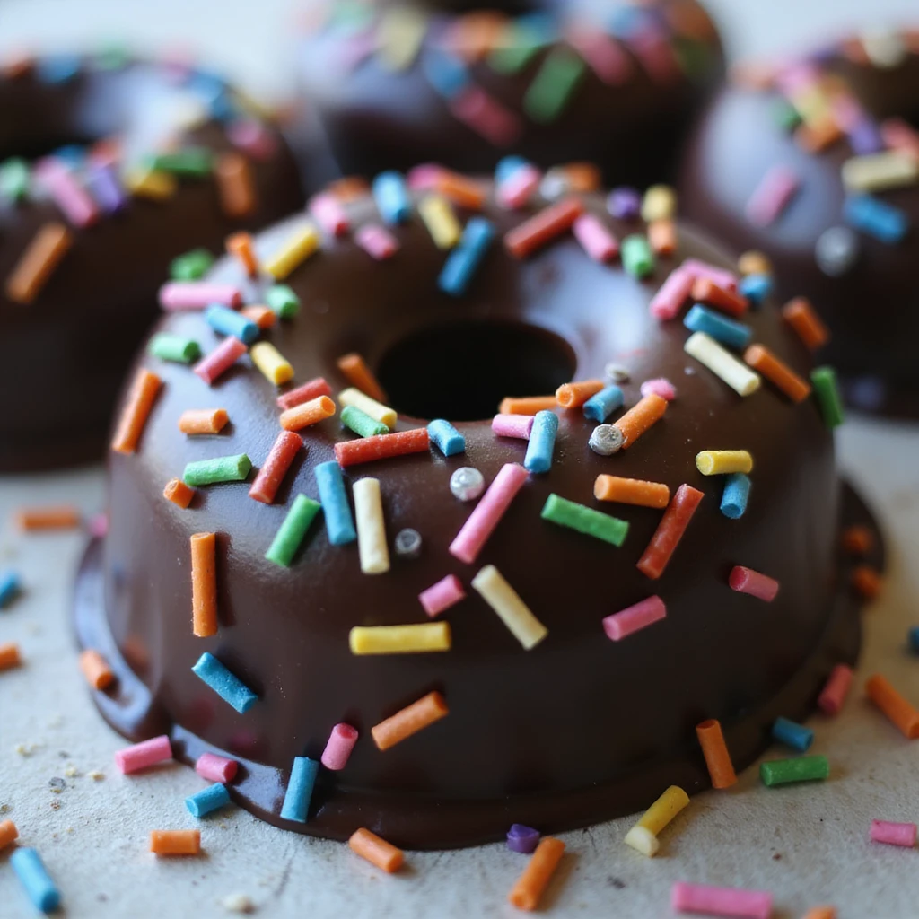 realistic black candy with rainbow sprinkles, photorealistic style emoji