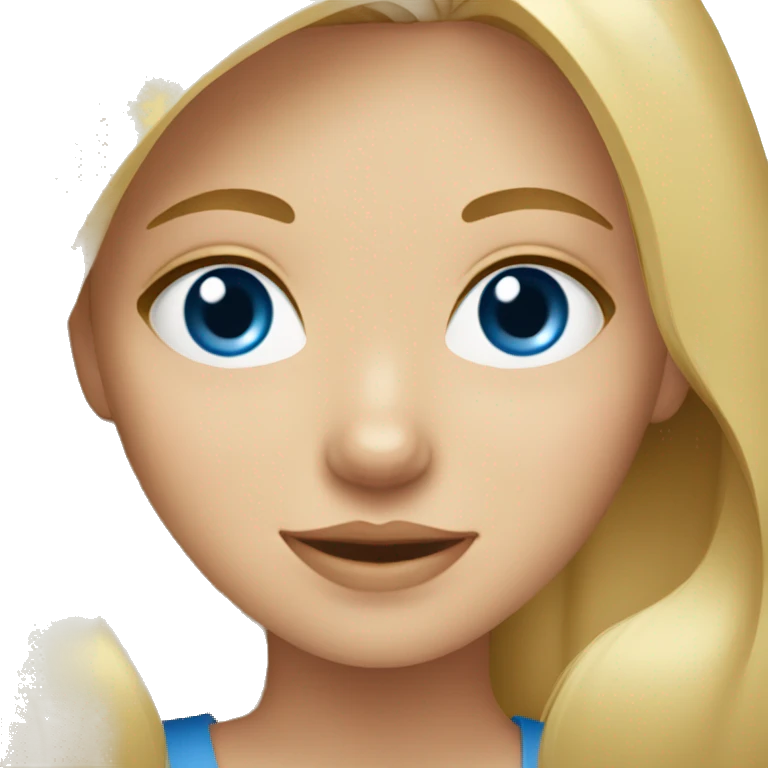 Blonde girl blue eyes holding spitz  emoji