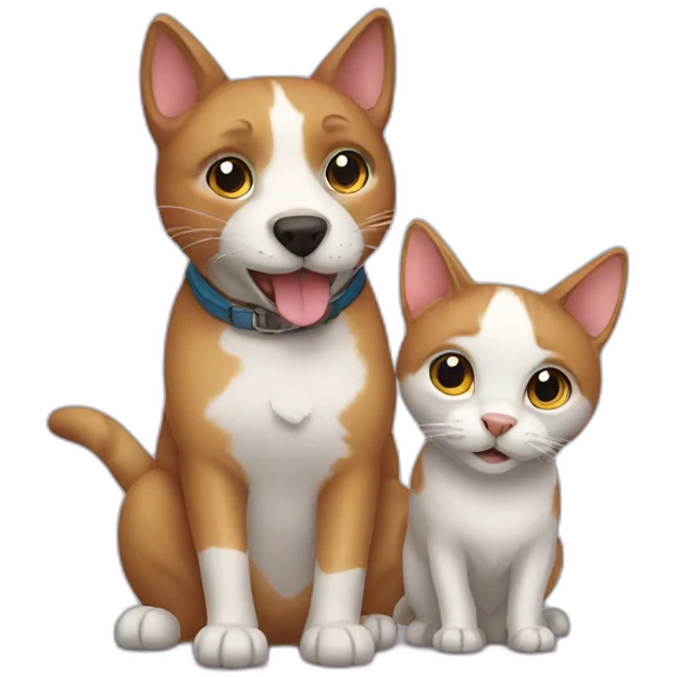 Cat with dog friendship emoji