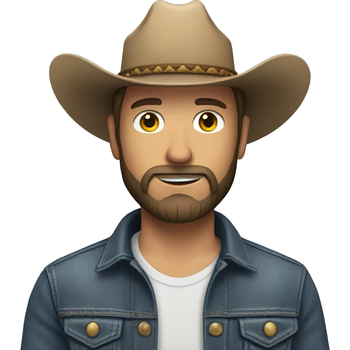 A white man using a cowboy hat, a jeans jacket and beard emoji