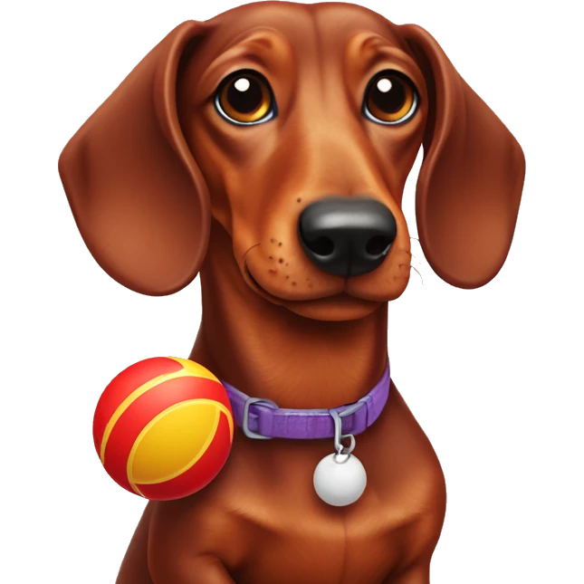Red Dachshund with a ball toy emoji