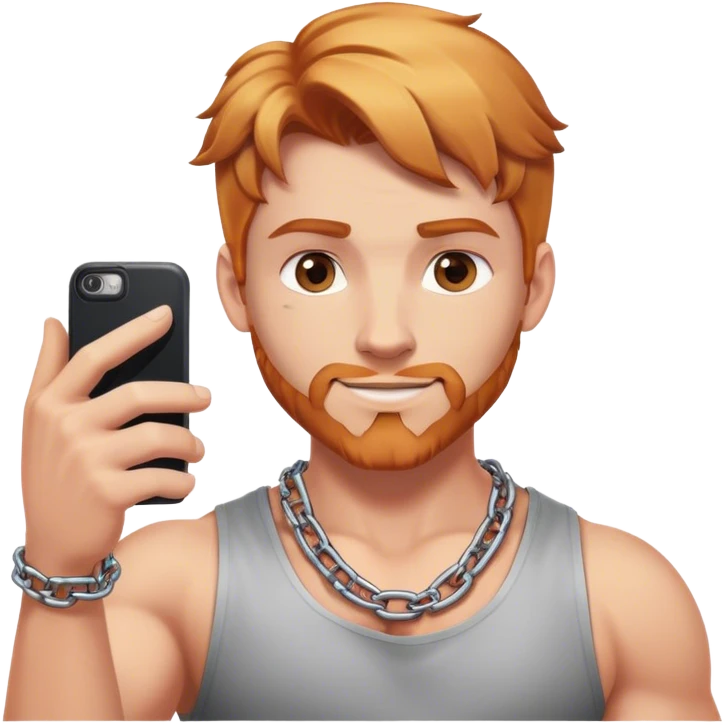 Buff man selfie with thick chain link necklace and reddish blonde hair  emoji