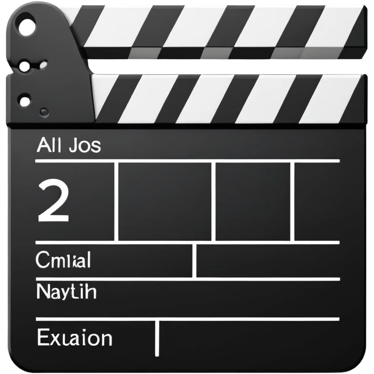 ultimate minimalist film slate, just two or three lines total, abstract geometric symbol emoji
