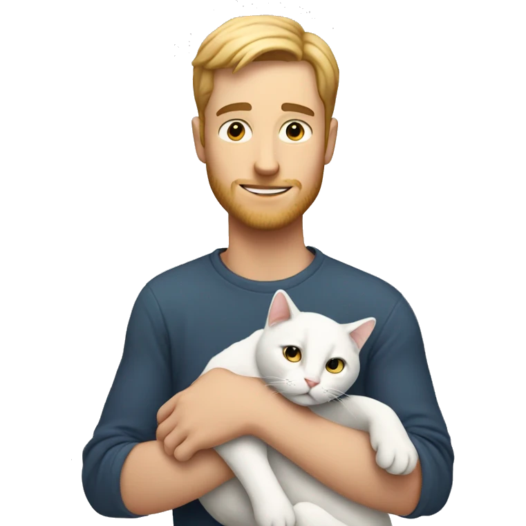 white man holding a white cat emoji