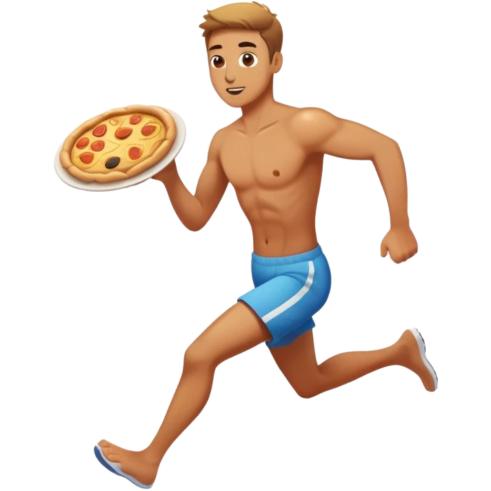 Shirtless running towards food emoji