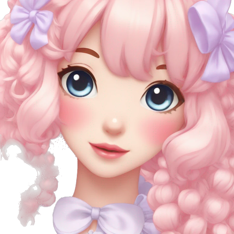 Shiny Blushing Cute Kawaii Beautiful Pastel Lolita Anime Catgirl Trending Style Cottagecore Pastelcore  emoji