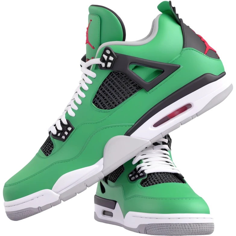 Jordan 4 Pine Green sneaker with arms, legs, and a surprised facial expression emoji