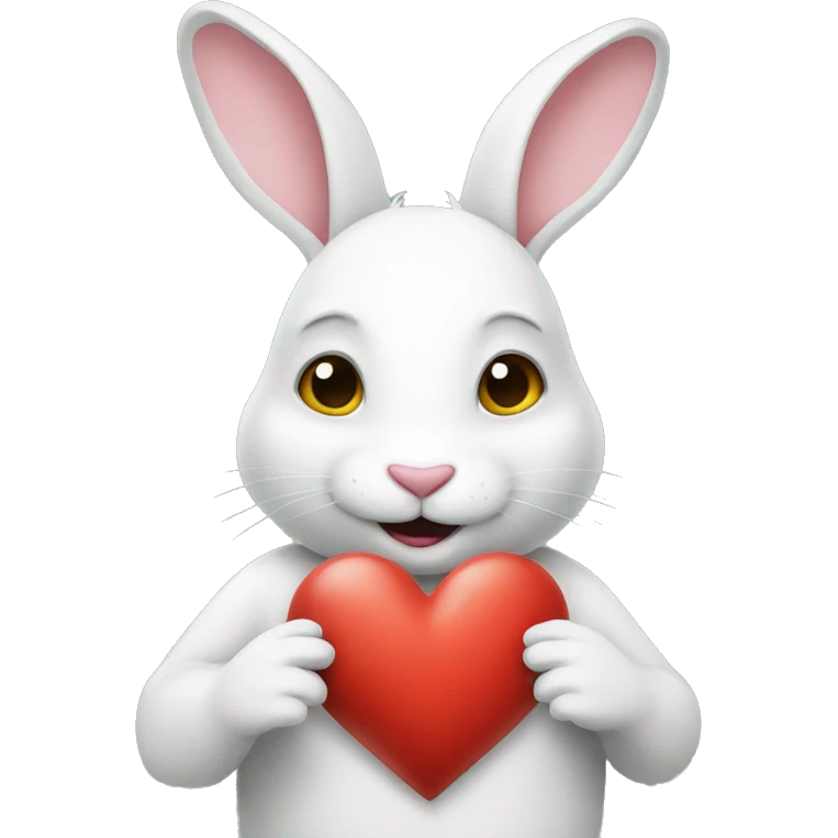 white rabbit hold heart emoji