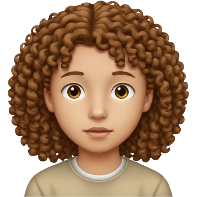 adolescent au visage impassible. Cheveux chatains frisés emoji