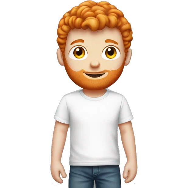 ginger boy with white tee shirt that says “lil crodie” emoji