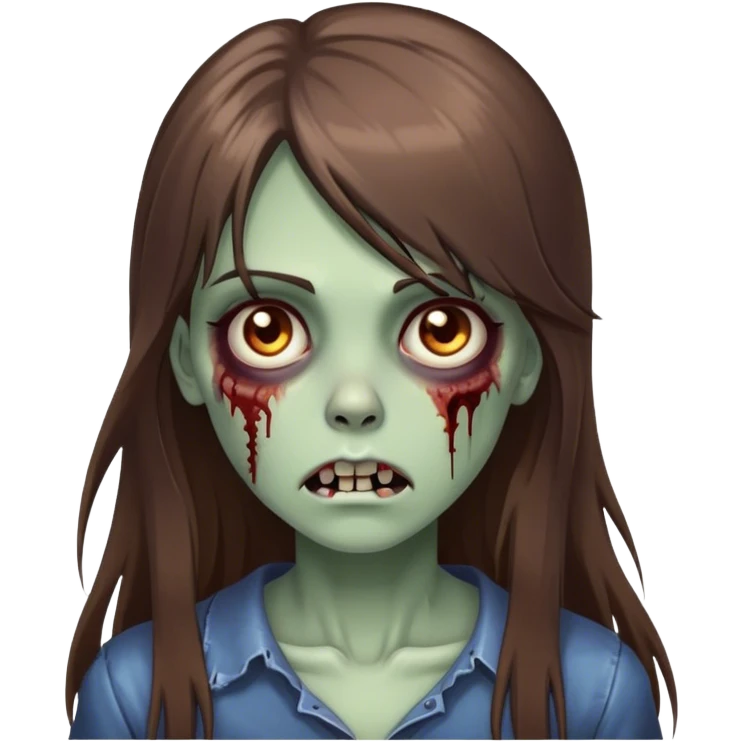 zombie girl with long brown hair with side bangs  emoji