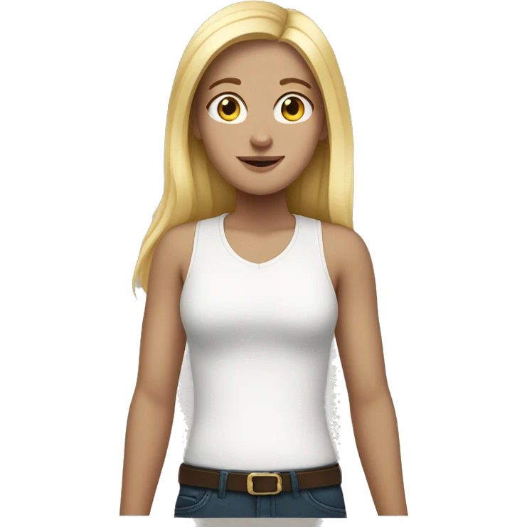 white girl with dark brown hair with a blonde heard man emoji