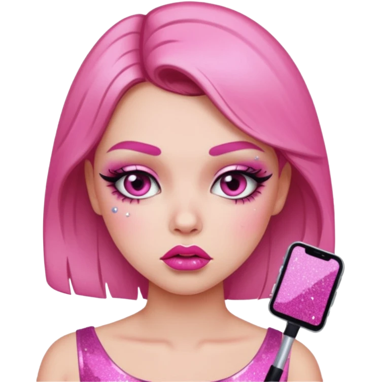 glitter pink girl naughty selfie emoji