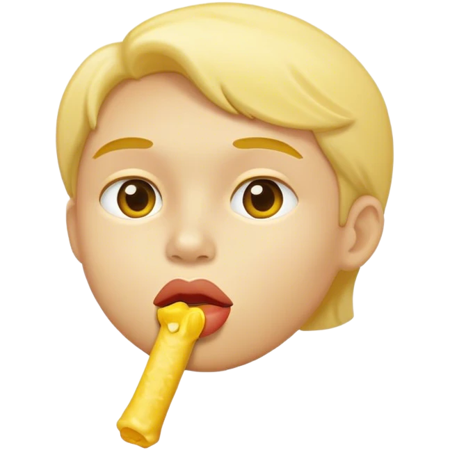 Kissing face with yellow bone in mouth emoji