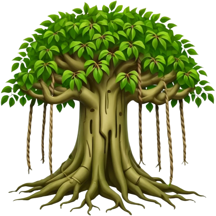 Banyan tree with hanging roots emoji