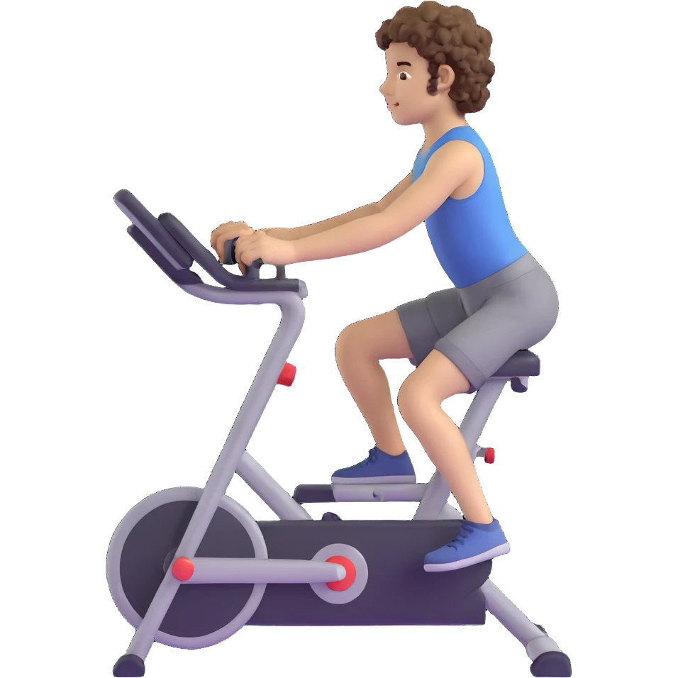 curly haired boy exercising at the gym emoji