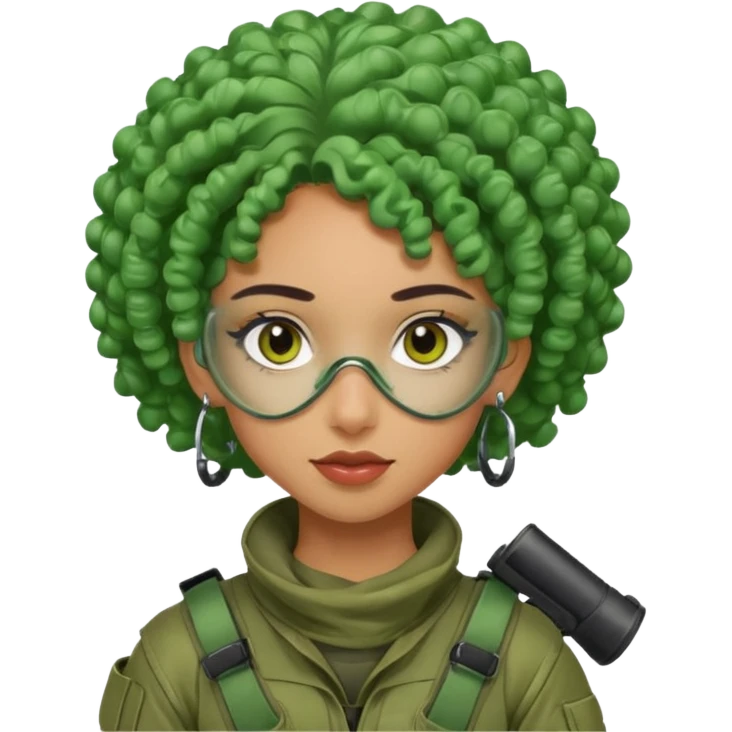 green curly haired painitball player with big earrings guy emoji