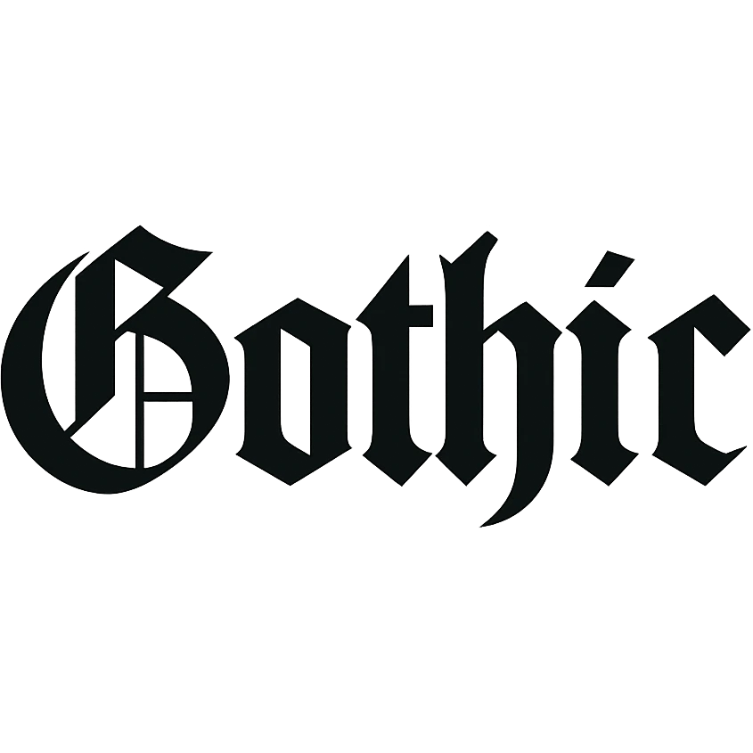 the word 'Gothic' in classic blackletter gothic calligraphy, only text, no decoration emoji