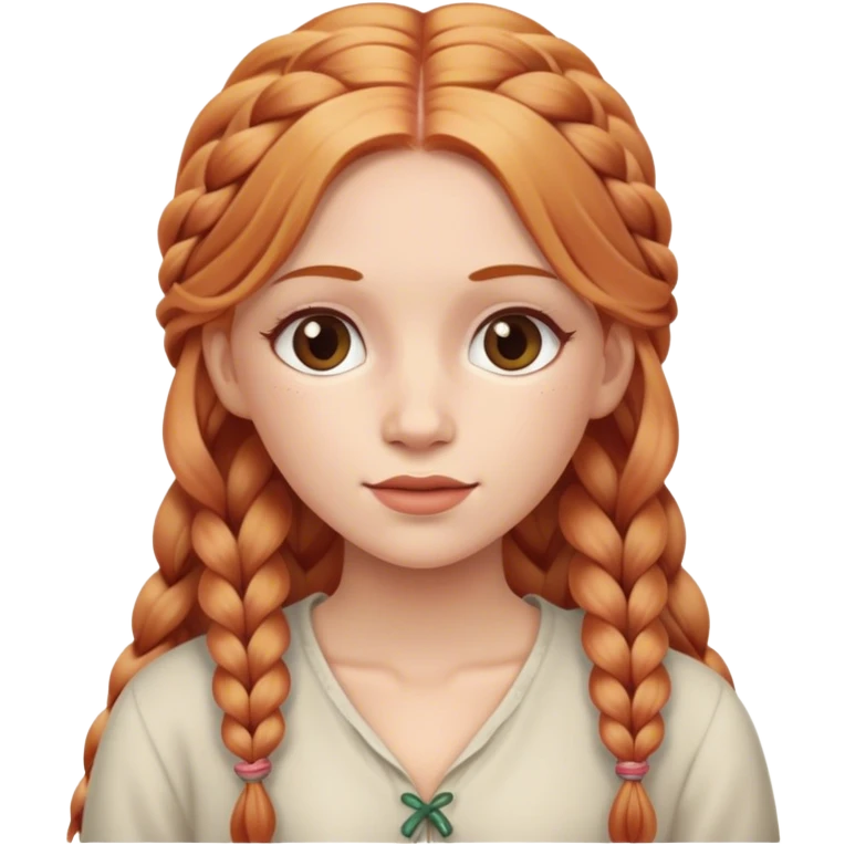 Strawberry blonde hair woman with long braids  emoji
