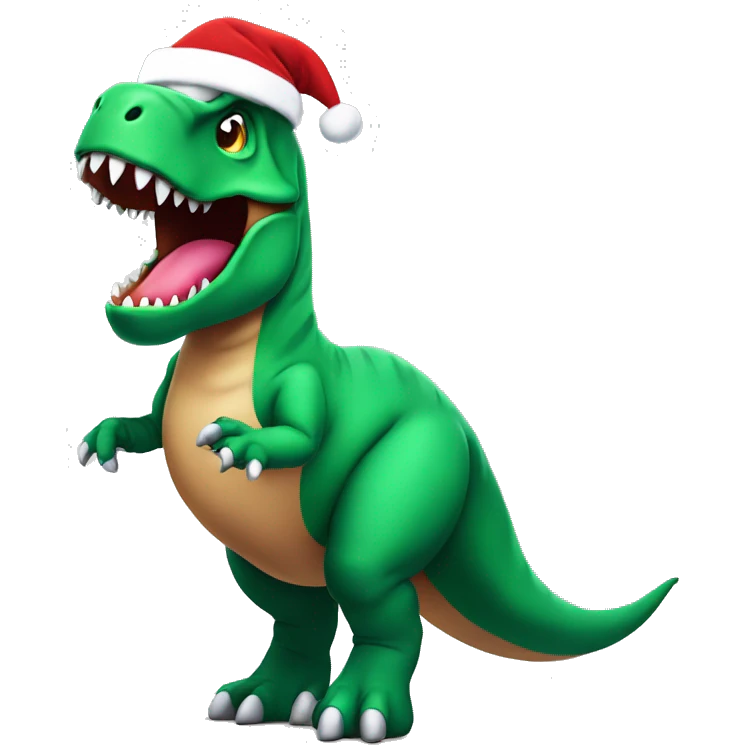 Giant T-Rex in a santa costume emoji