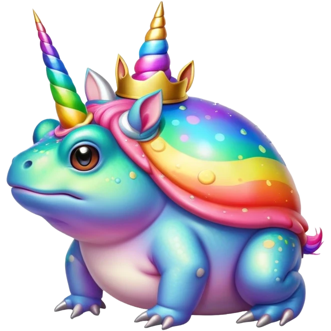 fat round rainbow toad with unicor horn emoji